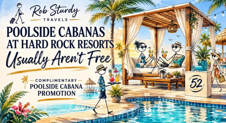 Poolside cabanas at Hard Rock Resort