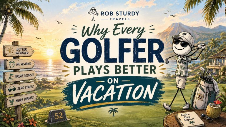 Tropical golf getaway at sunrise